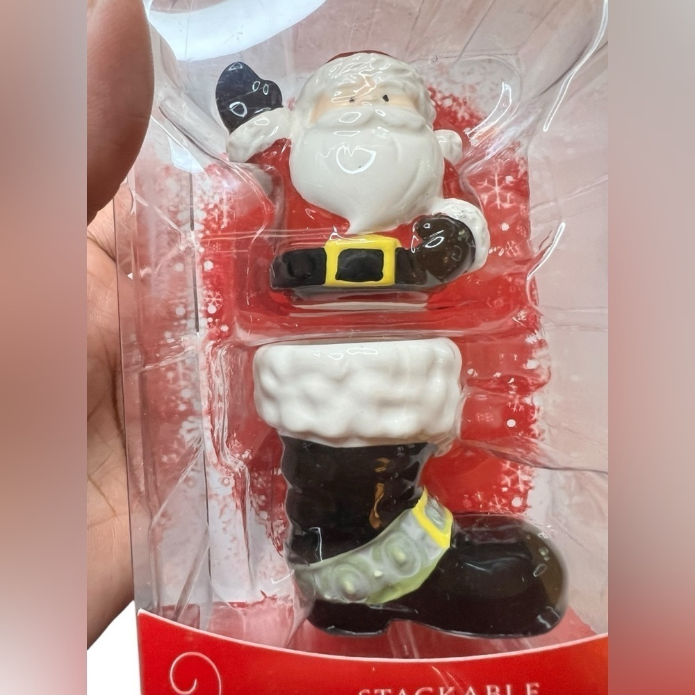 NIB - Grasslands Road Stackable Salt & Pepper Shakers - Santa and Boot - Picture 2 of 3